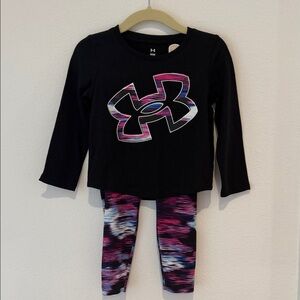 Under Armour Black Top with Multicolor Logo and Leggings